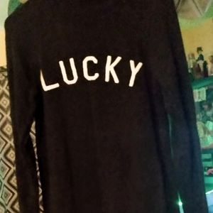 Lucky Brand Black "Lucky" Crew Neck  Sweater